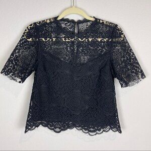 BB Dakota Black Lace Short Sleeve Cropped Top XS
